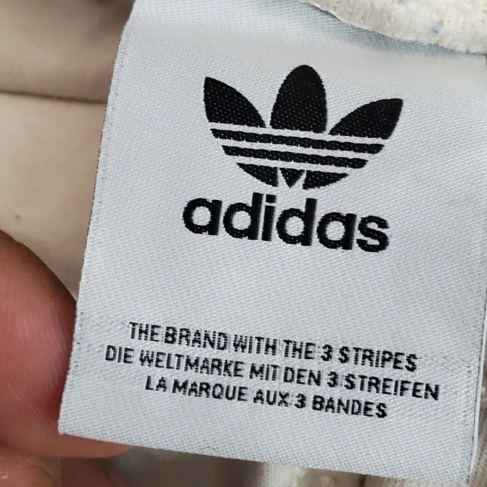 Adidas Men Activewear Pants M Cream Sweatpants Trefoil Logo Stripe READ